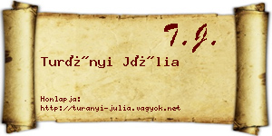 Turányi Júlia névjegykártya